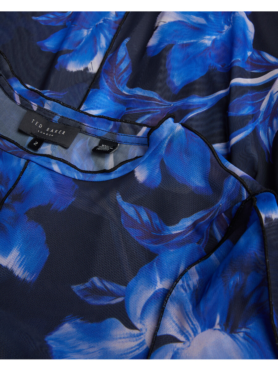 rozeen - mrežasta haljina s dugim rukavima i printom