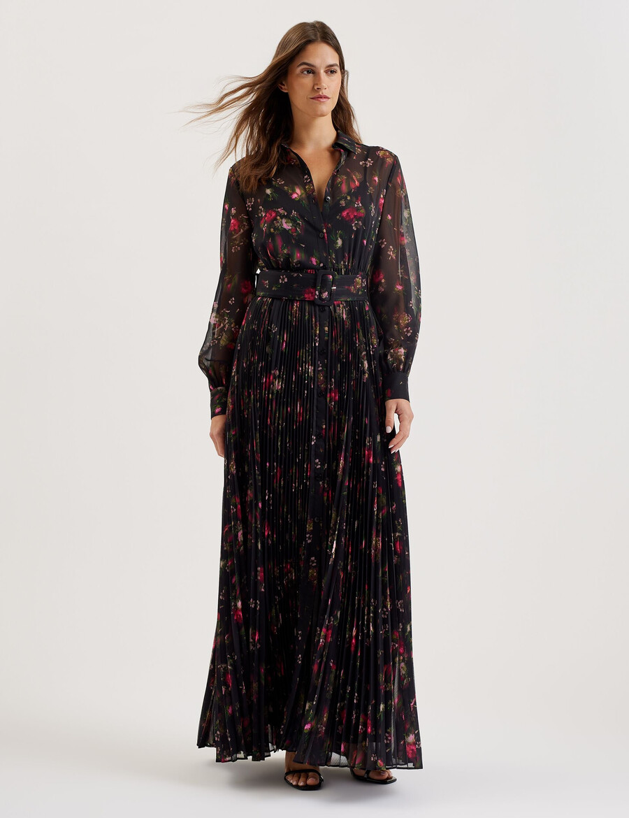 ceiba - maxi košuljasta haljina s cvjetnim printom