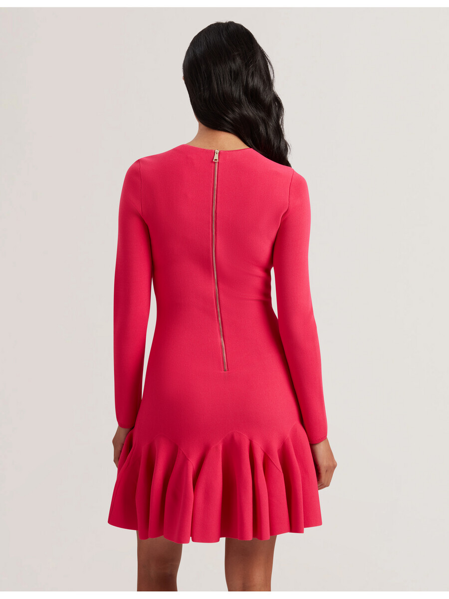 loisss - pletena mini haljina s volanima i dugim rukavima