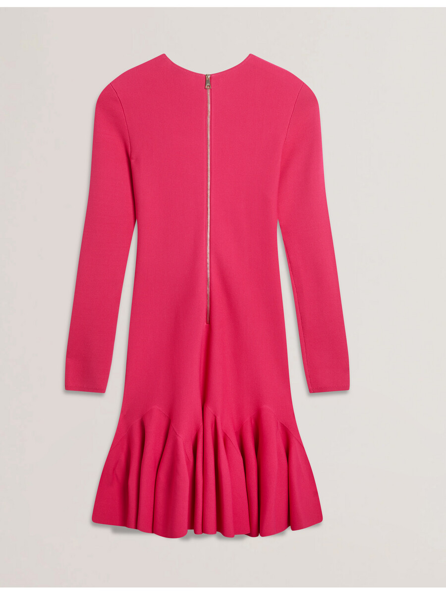 loisss - pletena mini haljina s volanima i dugim rukavima