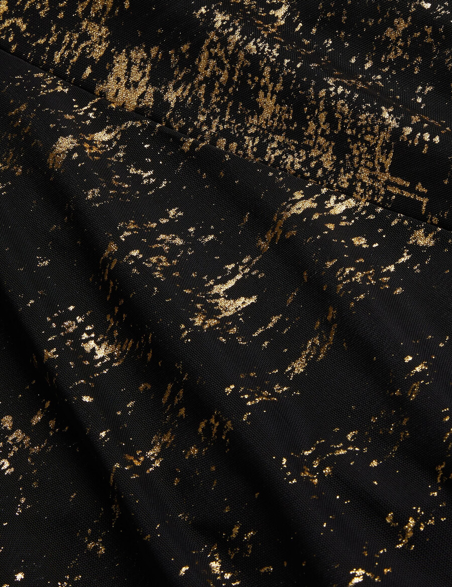 junhaa - midi mrežasta haljina s folijskim printom i dugim rukavima