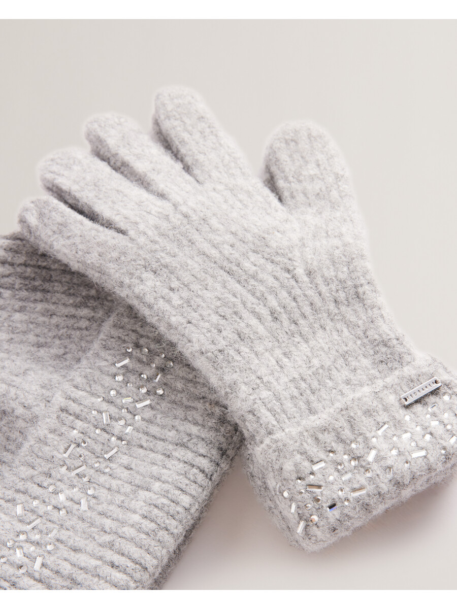 keriis - set pletene kape i rukavica s cirkonima