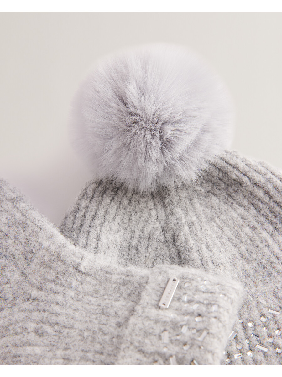 keriis - set pletene kape i rukavica s cirkonima