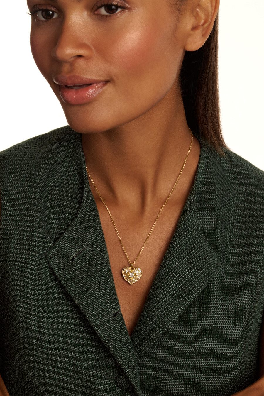 cherish - ogrlica s privjeskom i medaljonom u obliku srca s kristalnim grozdom