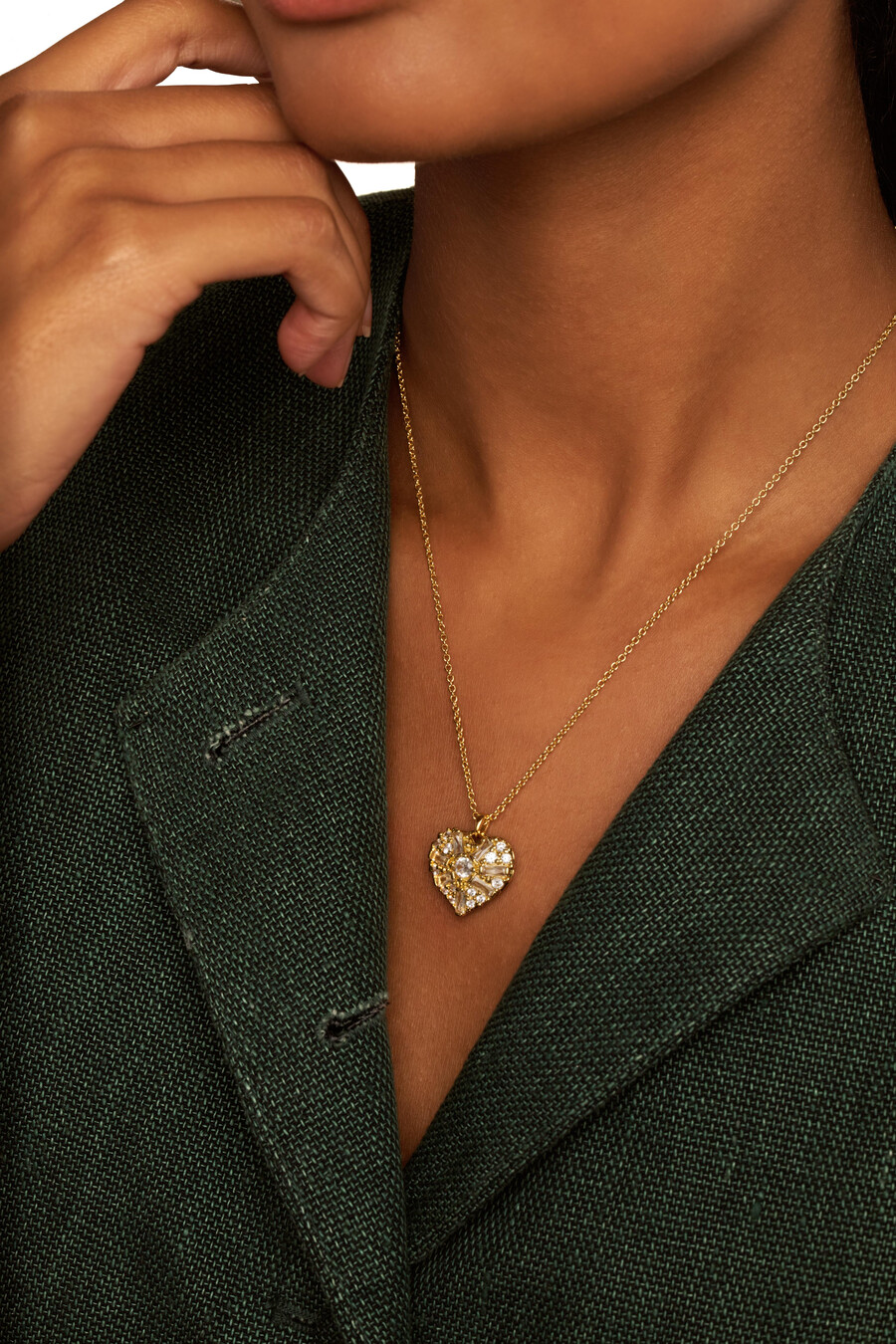 cherish - ogrlica s privjeskom i medaljonom u obliku srca s kristalnim grozdom