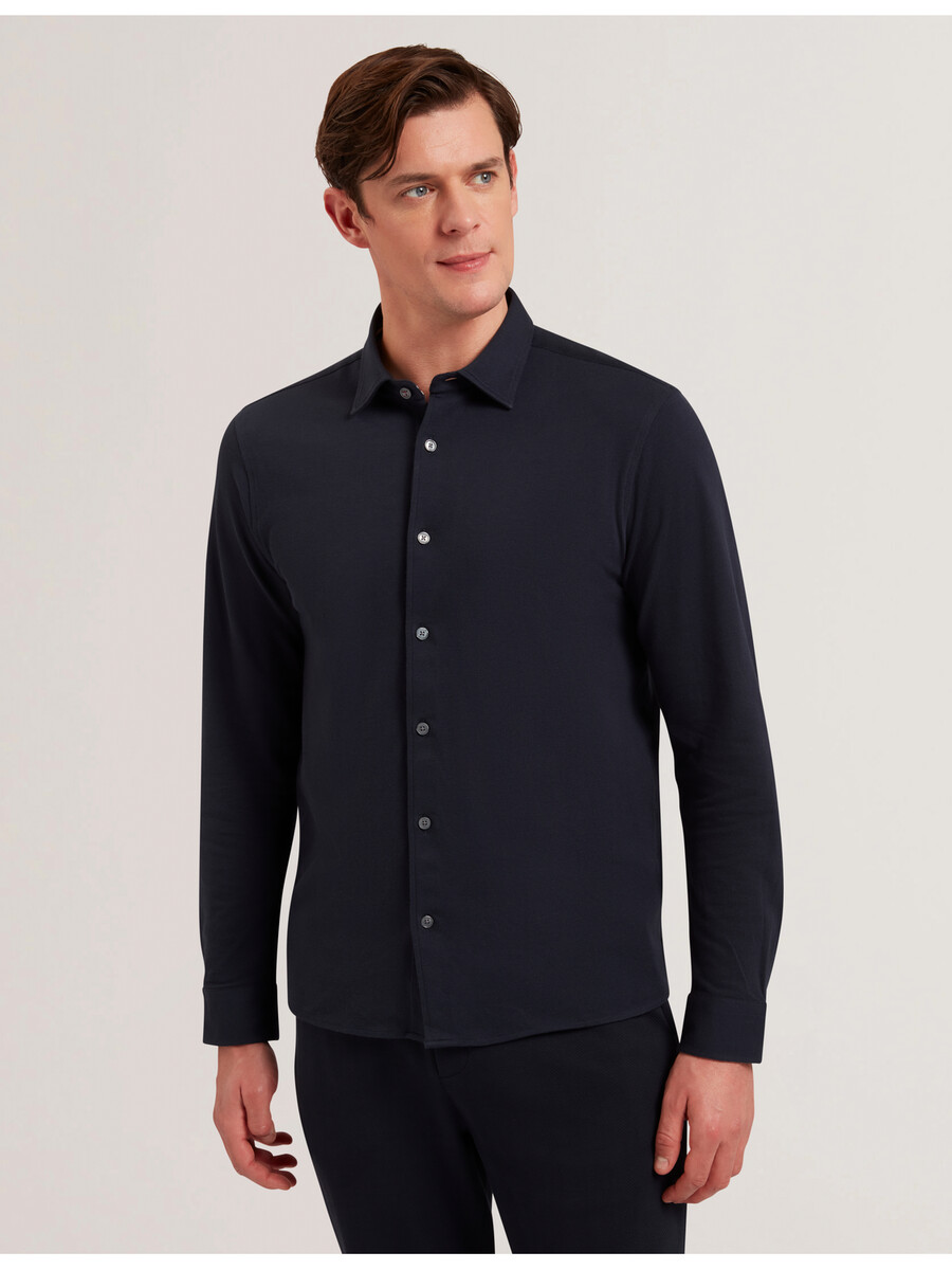 luckey - dugi rukav - obična pamučna košulja od pike džerseja