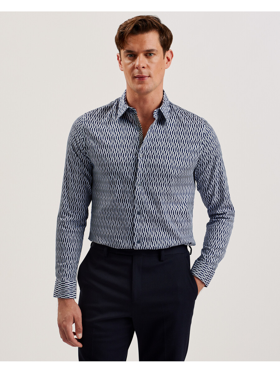 frestin - uska košulja dugih rukava s geometrijskim uzorkom