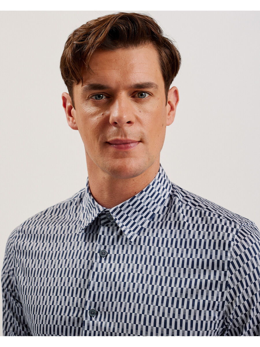 frestin - uska košulja dugih rukava s geometrijskim uzorkom