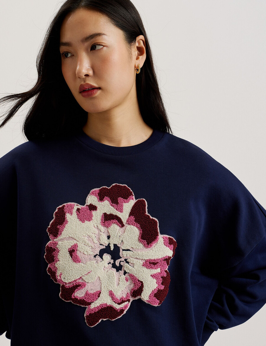 raynahh - teksturirana pamučna majica s cvjetnim grafičkim uzorkom