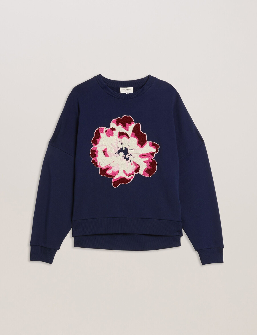 raynahh - teksturirana pamučna majica s cvjetnim grafičkim uzorkom