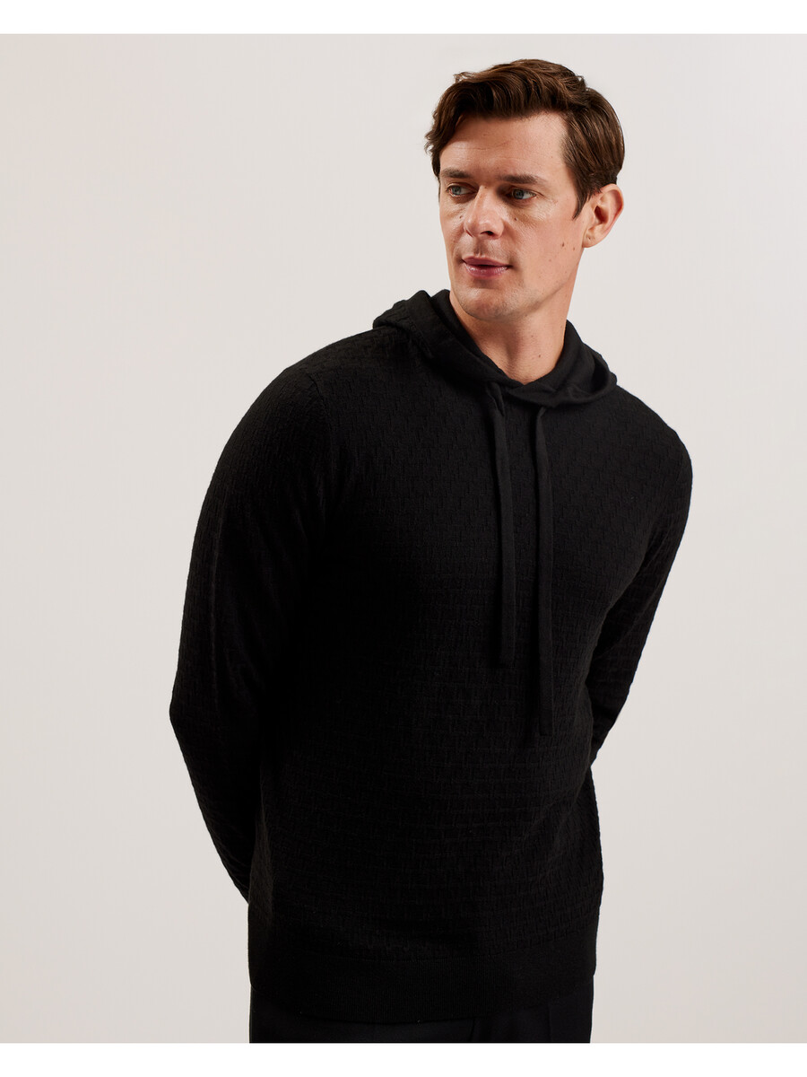 loular - teksturirana pletena majica s kapuljačom od mješavine vune