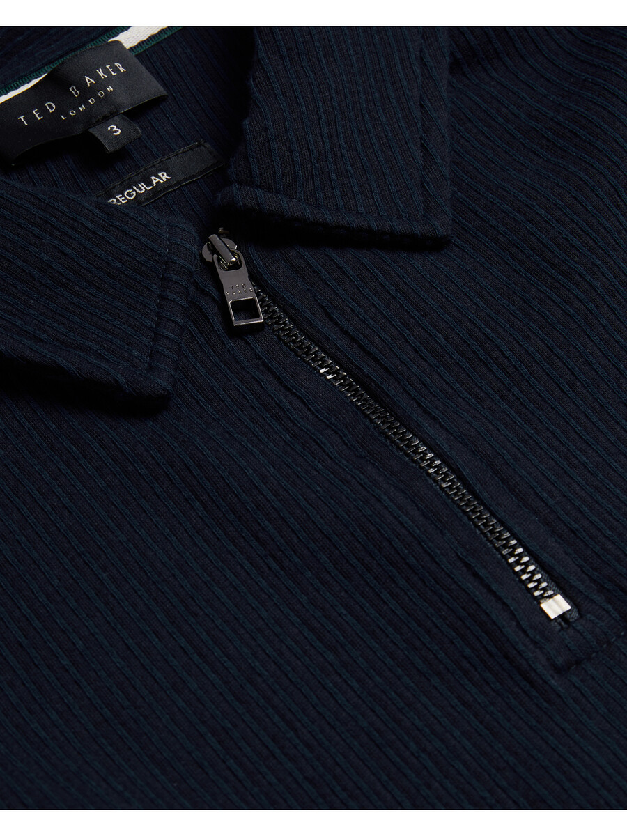 elgrave - rebrasta pamučna polo majica s patentnim izrezom