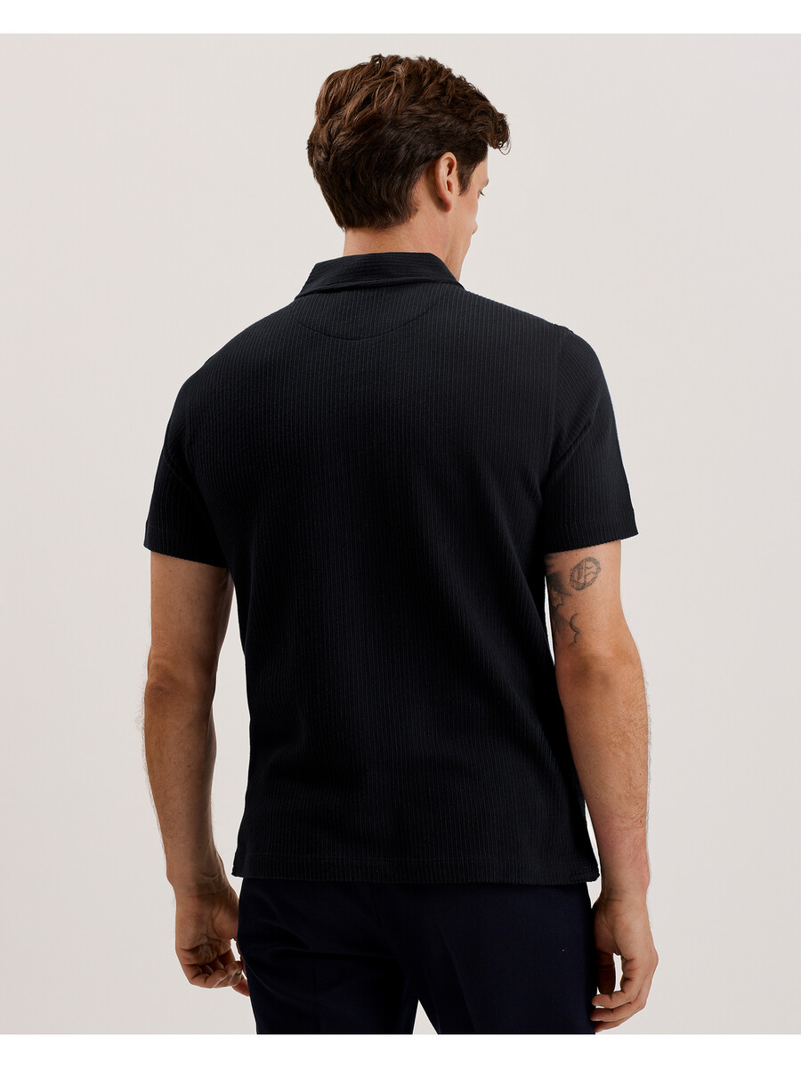 elgrave - rebrasta pamučna polo majica s patentnim izrezom