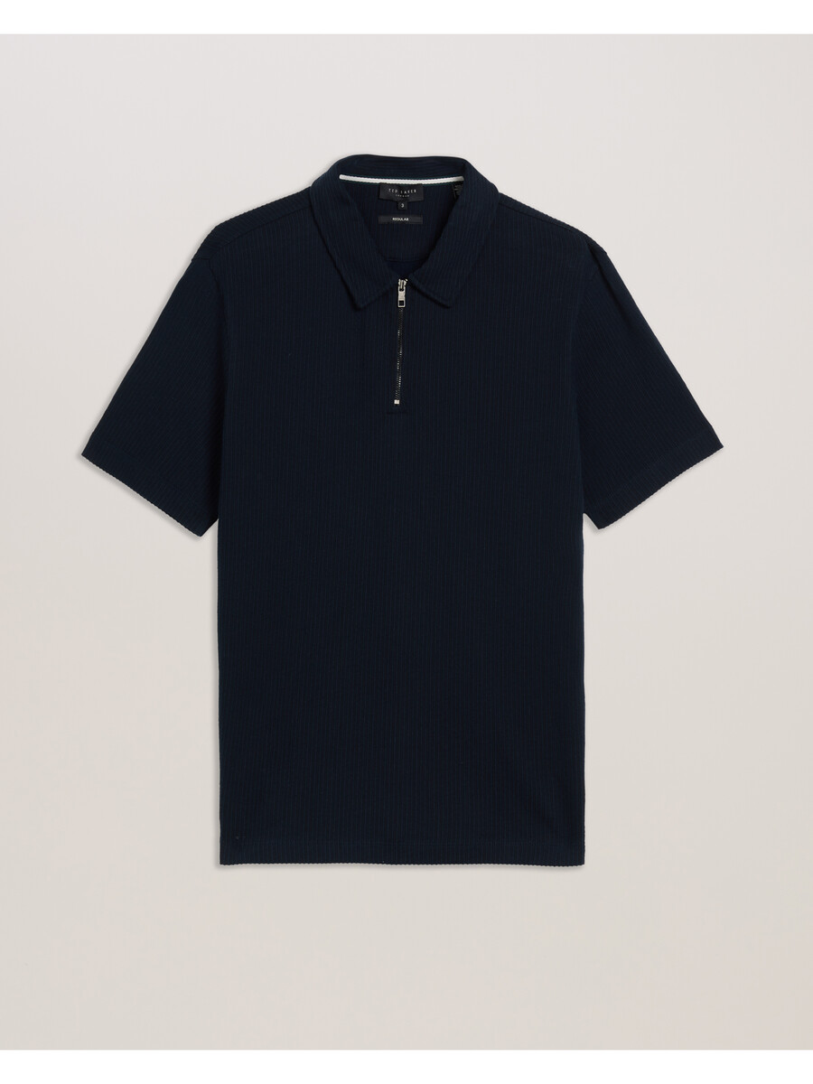 elgrave - rebrasta pamučna polo majica s patentnim izrezom