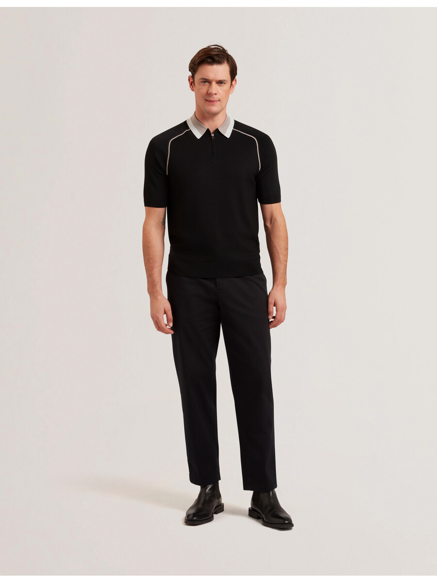 paxto - teksturirana polo majica s patentnim zatvaračem i prugastim ovratnikom