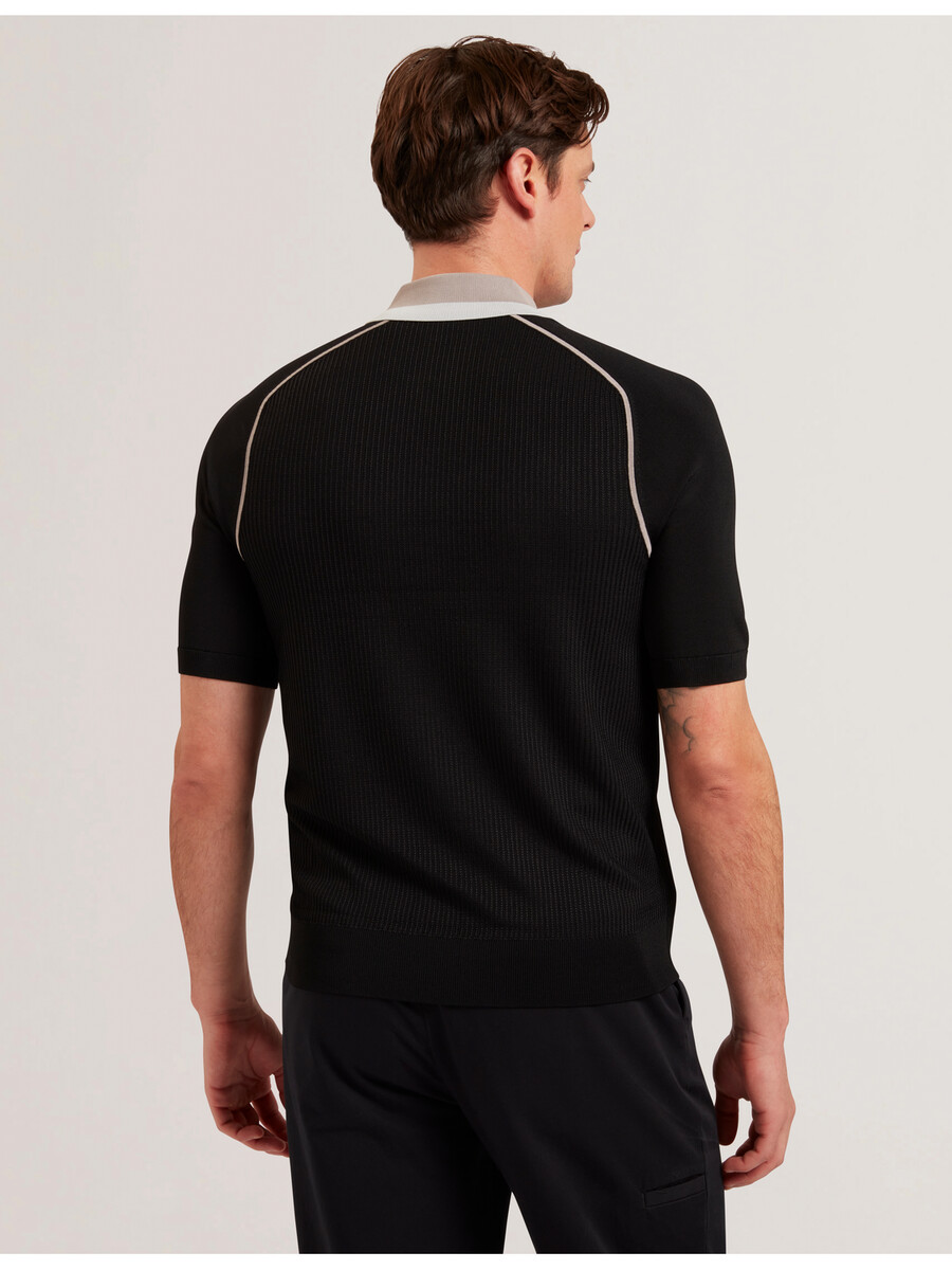 paxto - teksturirana polo majica s patentnim zatvaračem i prugastim ovratnikom