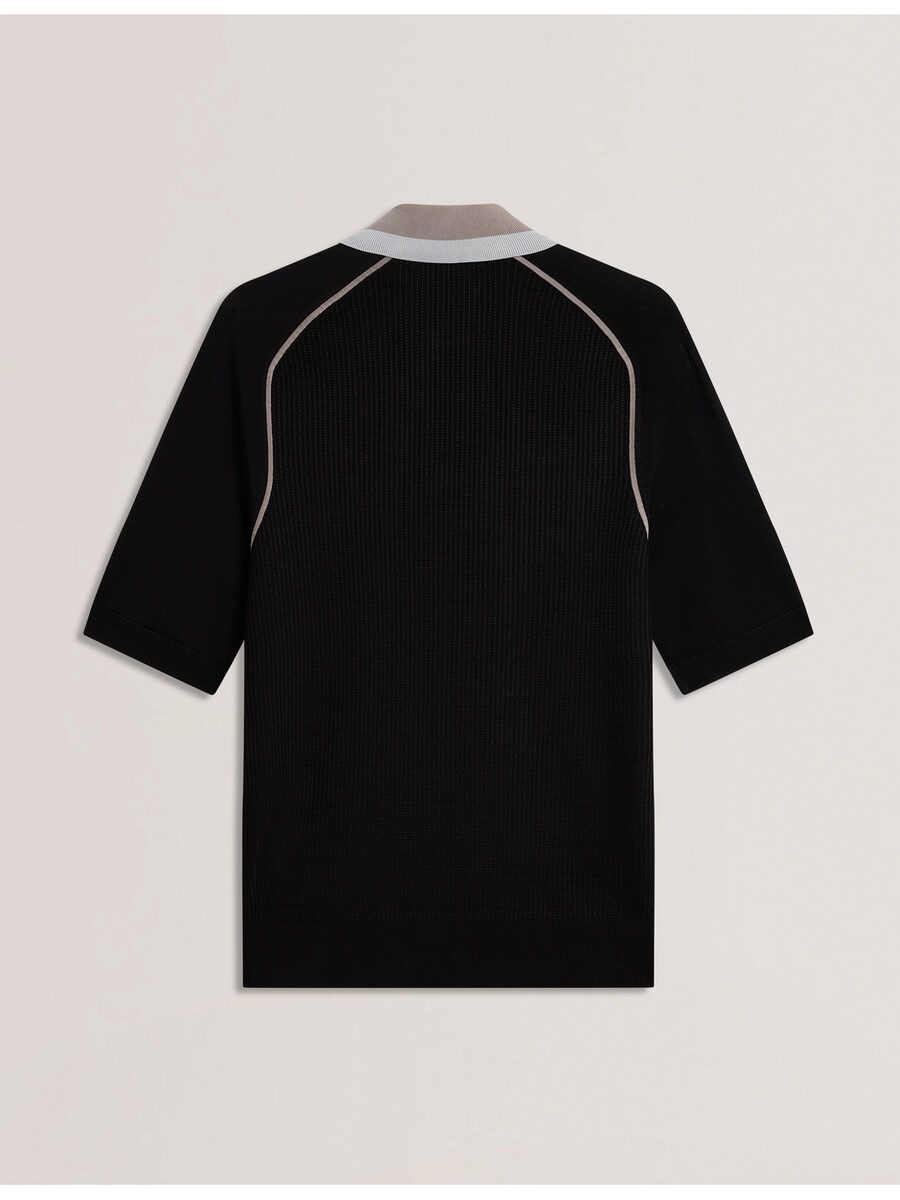 paxto - teksturirana polo majica s patentnim zatvaračem i prugastim ovratnikom