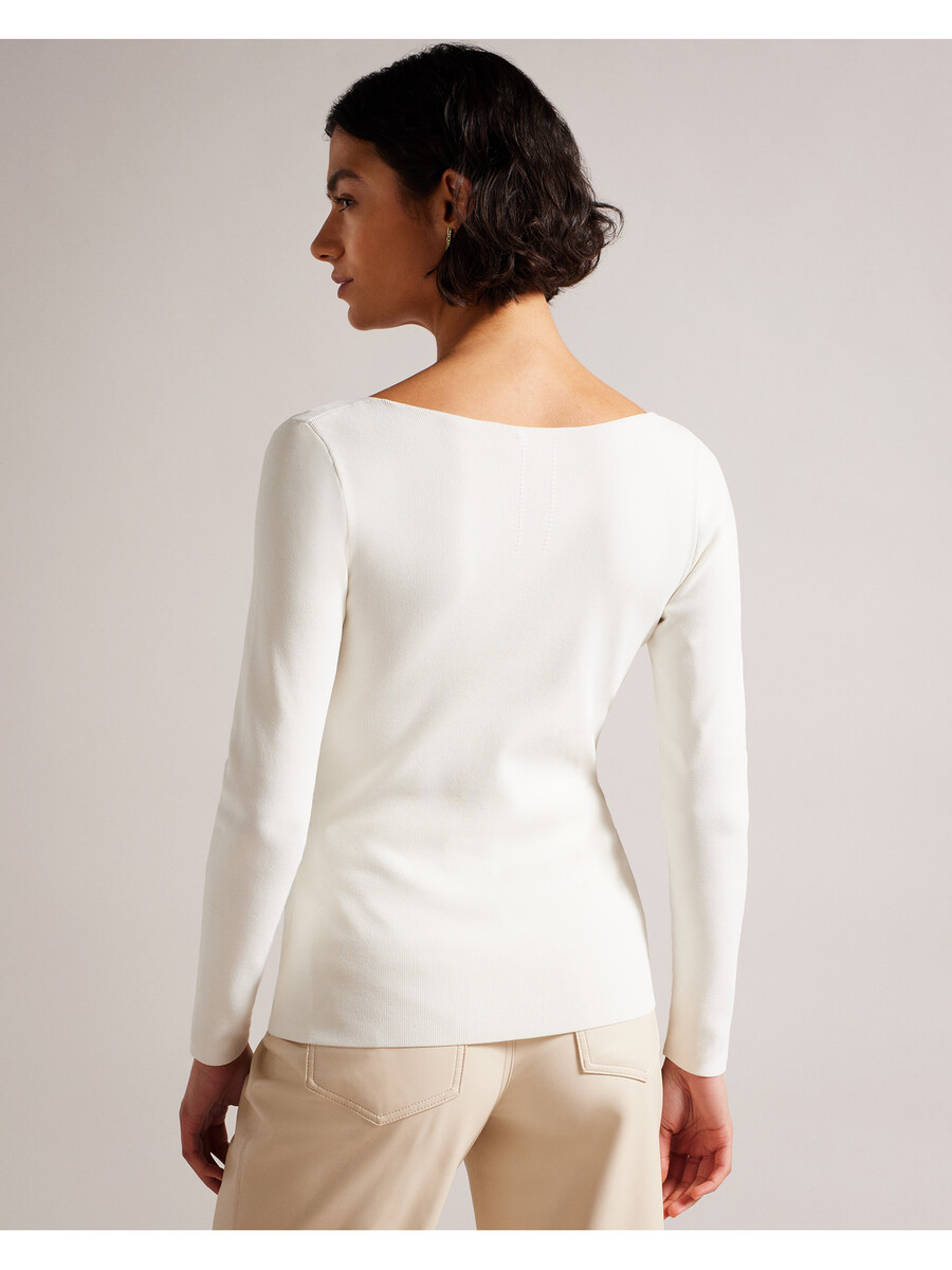 cileste - uski pleteni top s v-izrezom i dugim rukavima