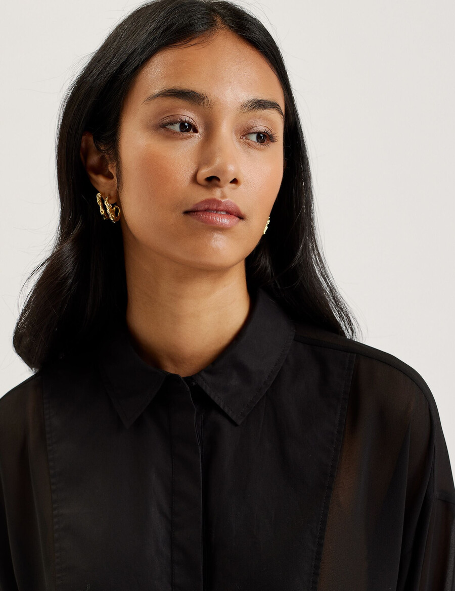 lechosa - prozirna bluza s dugim rukavima i podbradnikom