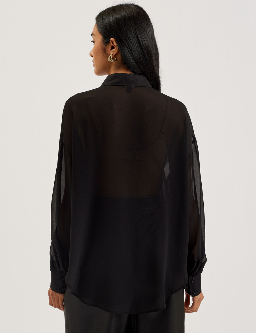 lechosa - prozirna bluza s dugim rukavima i podbradnikom