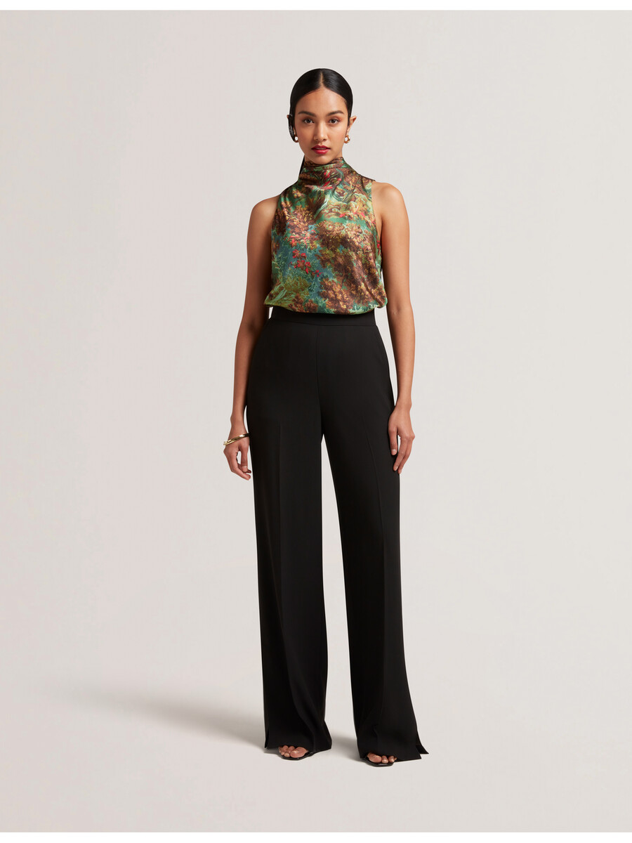 kalnaa - satenski top bez rukava s printom i visokim ovratnikom