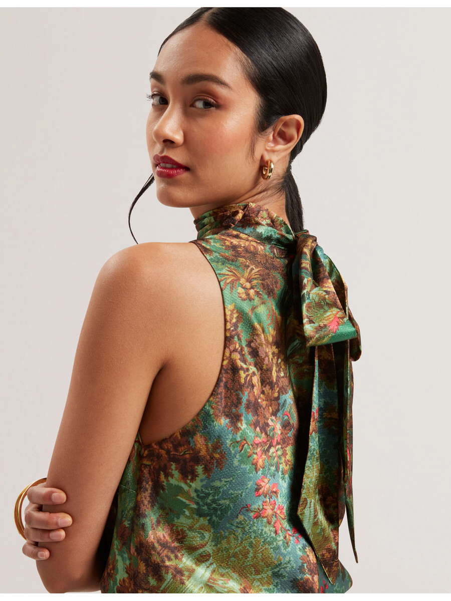 kalnaa - satenski top bez rukava s printom i visokim ovratnikom