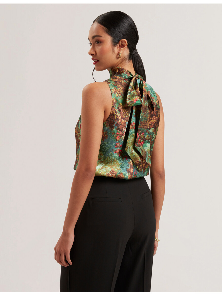 kalnaa - satenski top bez rukava s printom i visokim ovratnikom